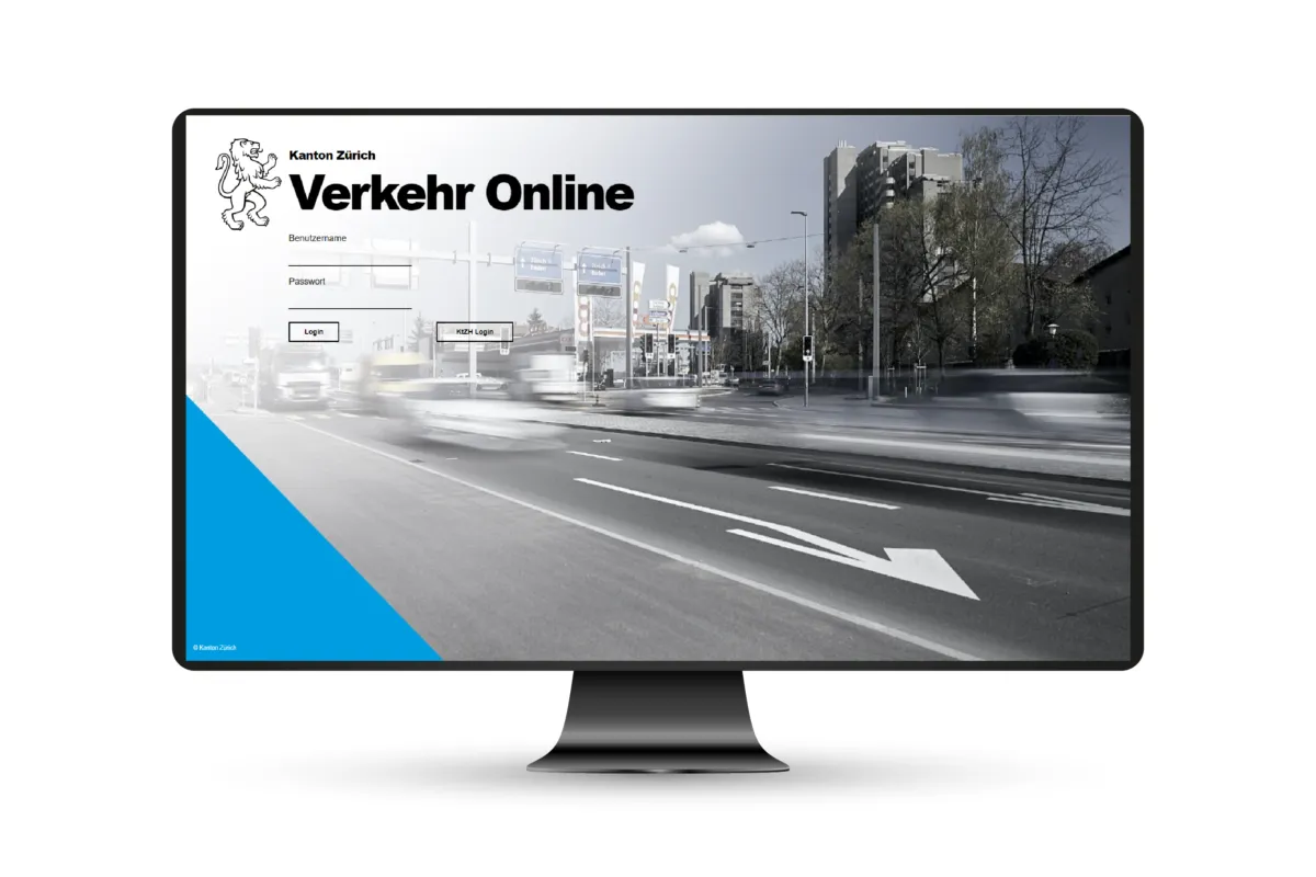 Anmeldeseite der Verkehrsdatenplattform «Verkehr Online» des Kantons Zürich