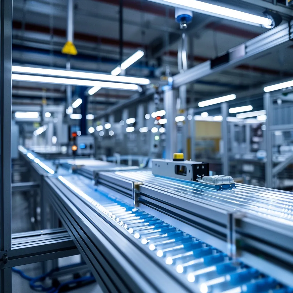 Symbolbild: automatisierte Produktionsstrasse in einer Fabrikhalle
